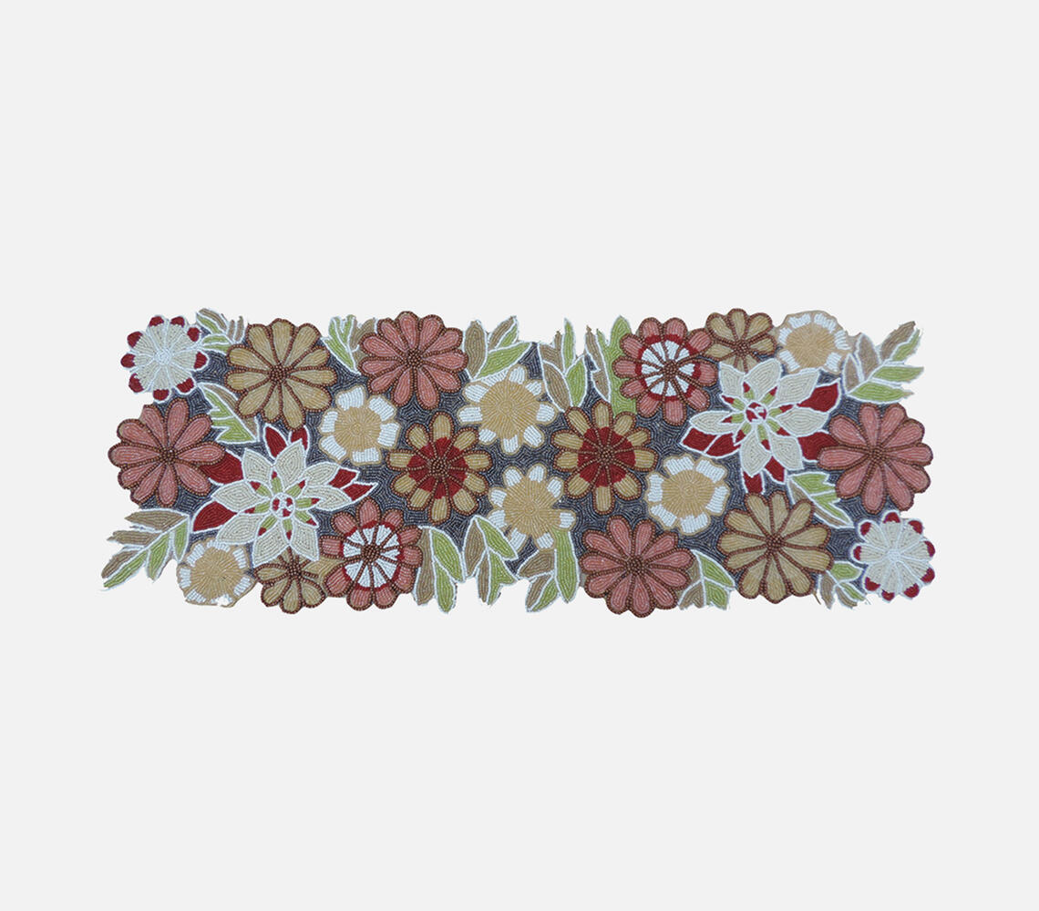 Beaded Floral garden Table Runner - Multicolor - VAQL101011146719