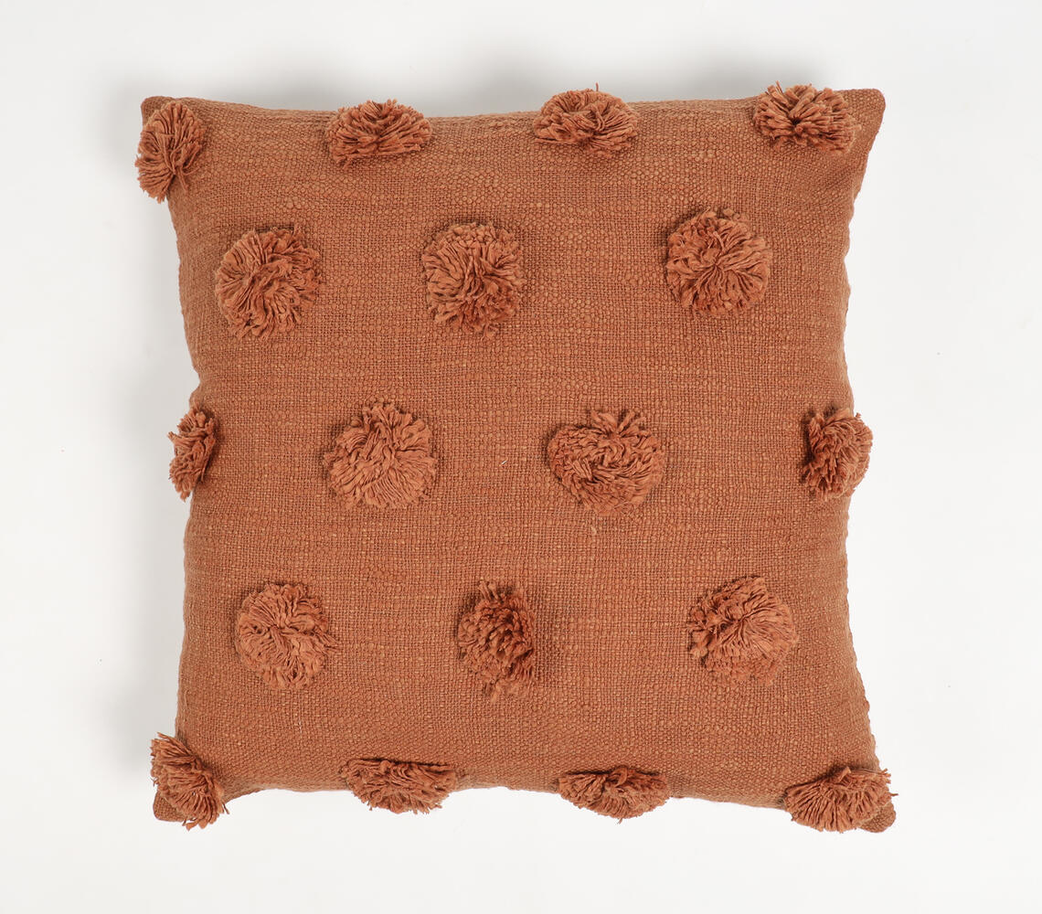 Hand Tufted Brick Pom-Pom Cotton Cushion Cover - Pink - VAQL101011155908