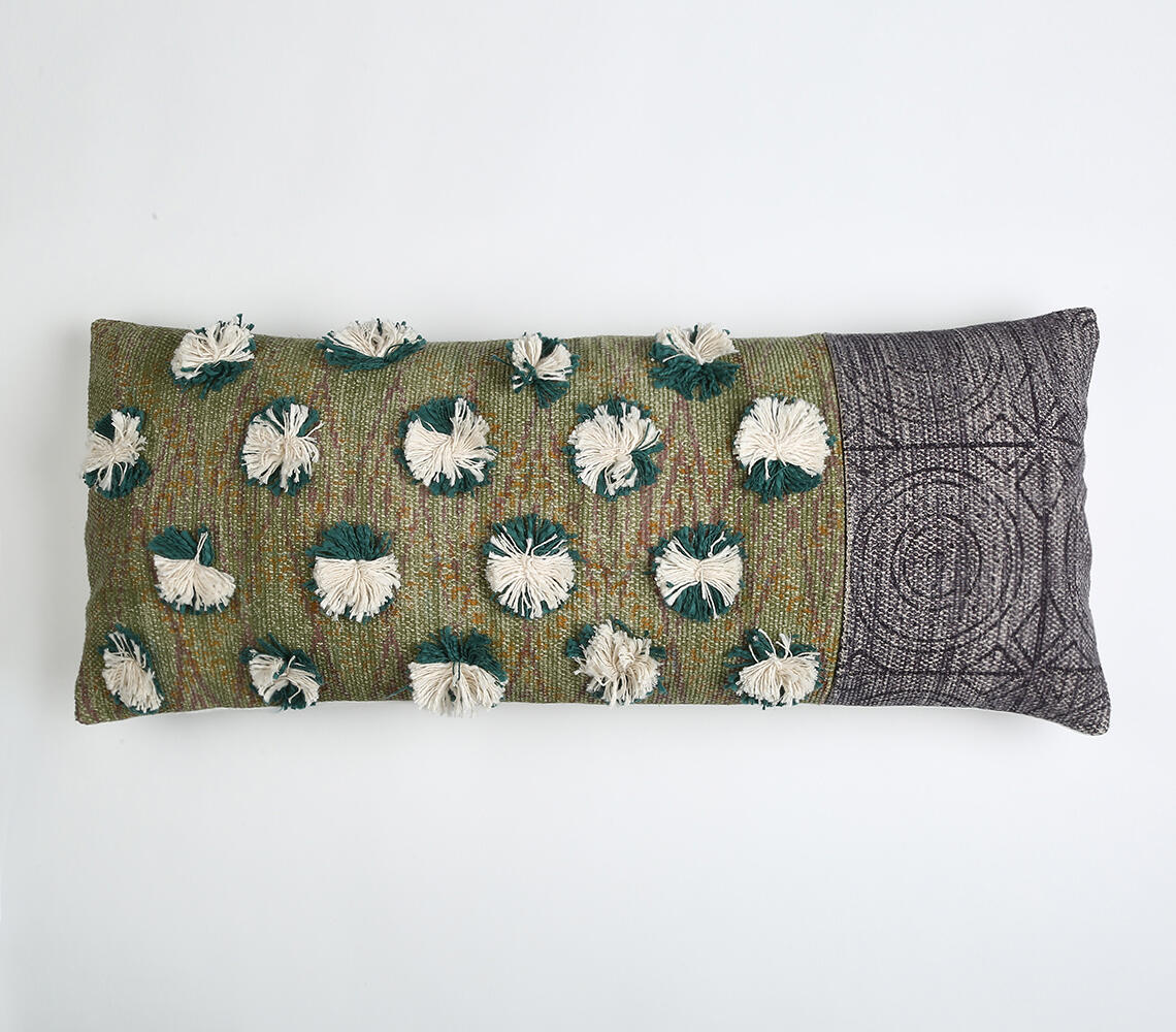 Block Printed & Tufted Lumbar Cushion cover - Beige - VAQL10101157012