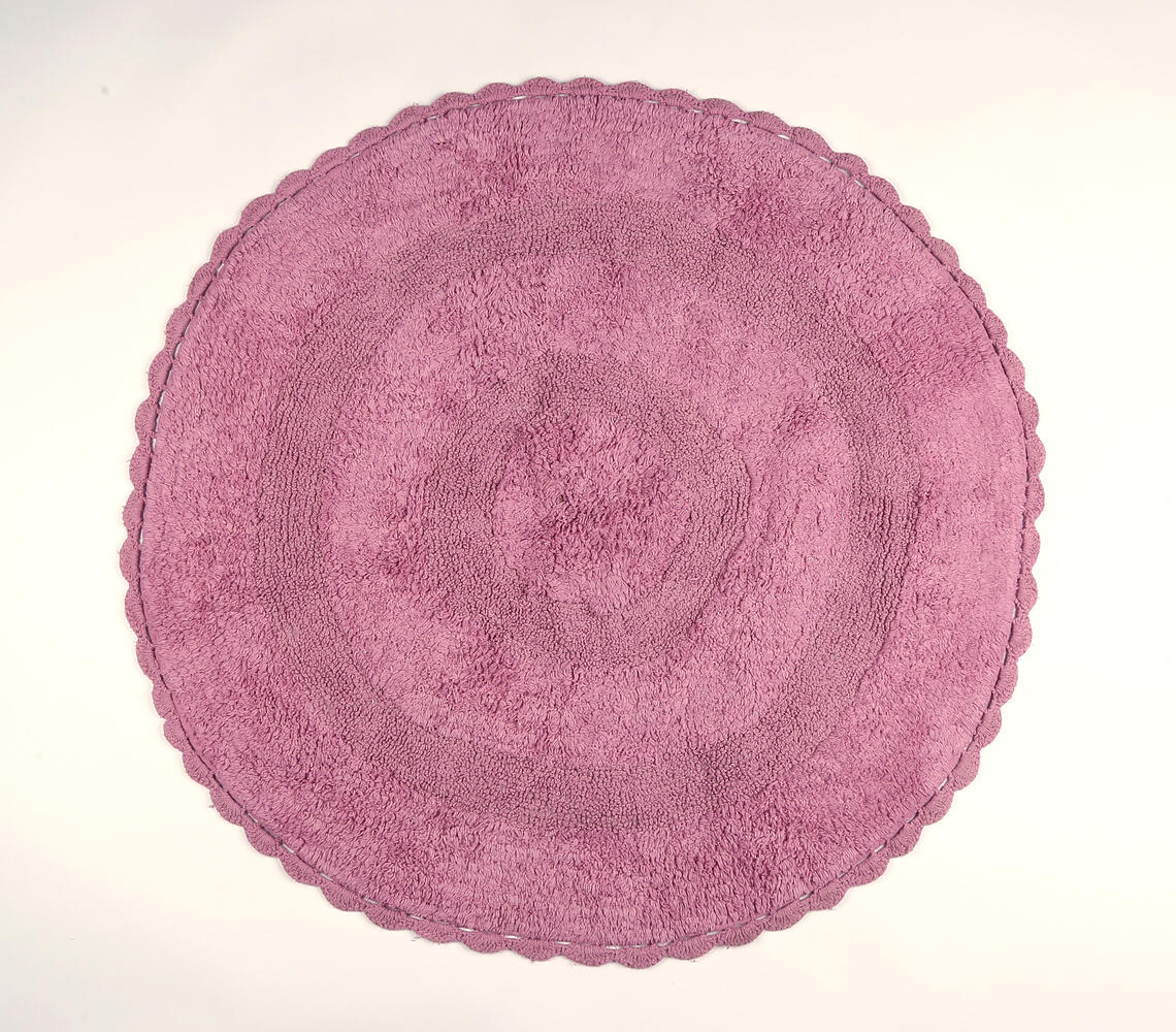 Woven Pink Textured Round Bath mat - Pink - VAQL10101162476