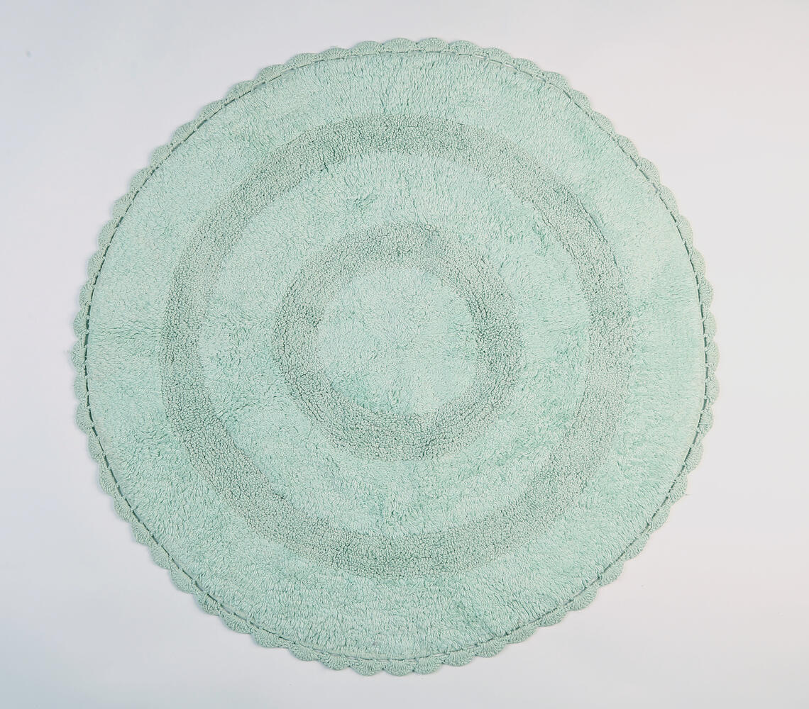 Woven Mint Textured Round Bath mat - Blue - VAQL10101162485