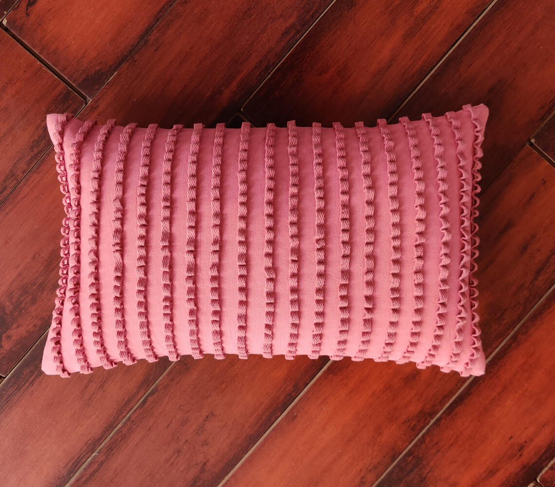 Embellished Flamingo Pink Lumbar Cushion Cover - Pink - VAQL10101164685