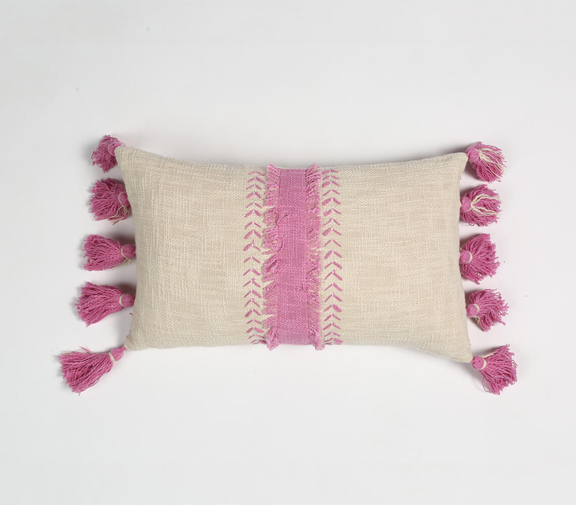 Bubblegum Embroidered Lumbar Cushion cover - Pink - VAQL10101166051