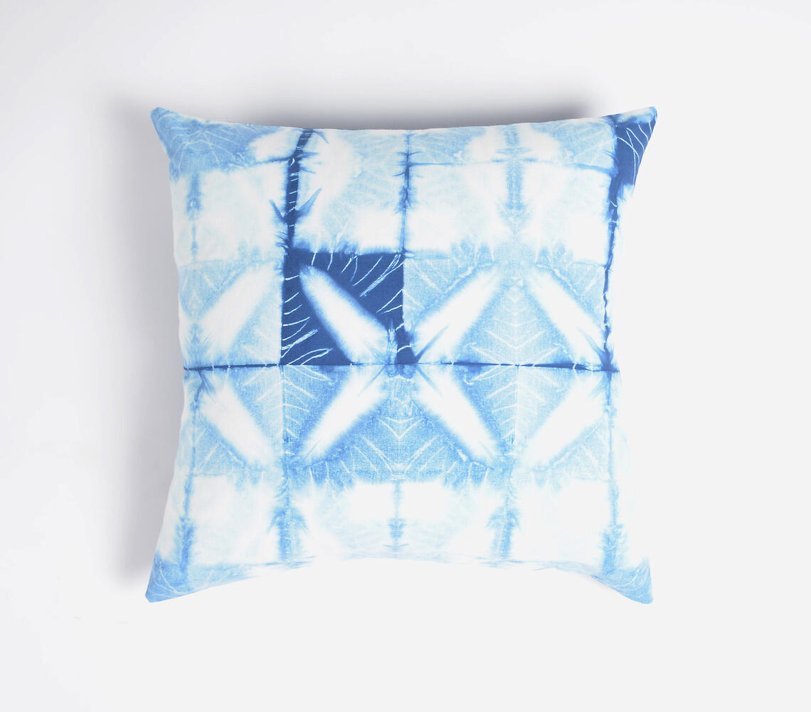 Abstract Tie & Dye Cotton Cushion Cover - Blue - VAQL10101199059