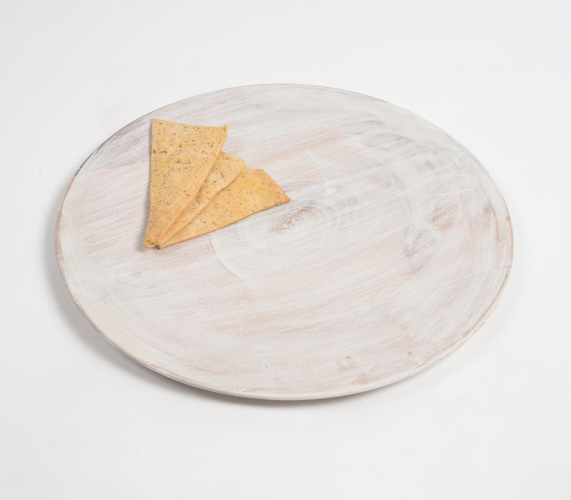 Distressed Wooden Classic Charger Plate - Grey - VAQL101013105502