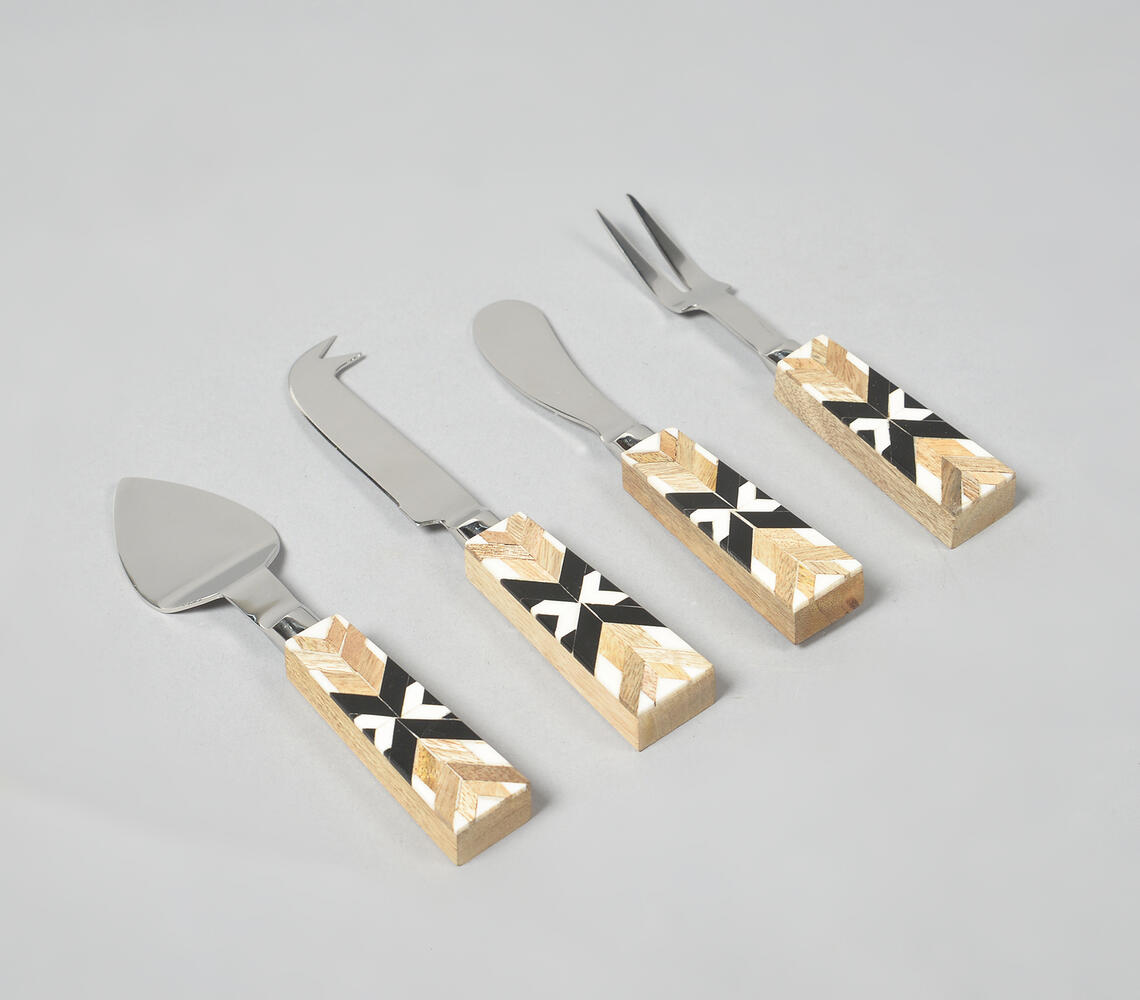 Art Deco Stainless Steel Cheese Set - Silver - VAQL101014105247