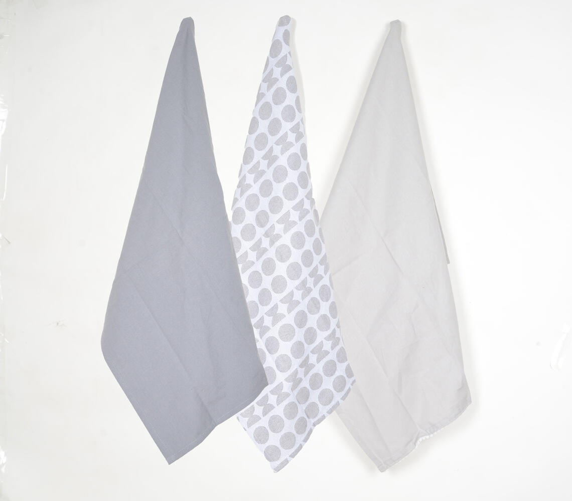 Semis & Circles Cotton Kitchen Towels (Set of 3) - Multicolor - VAQL101014105366
