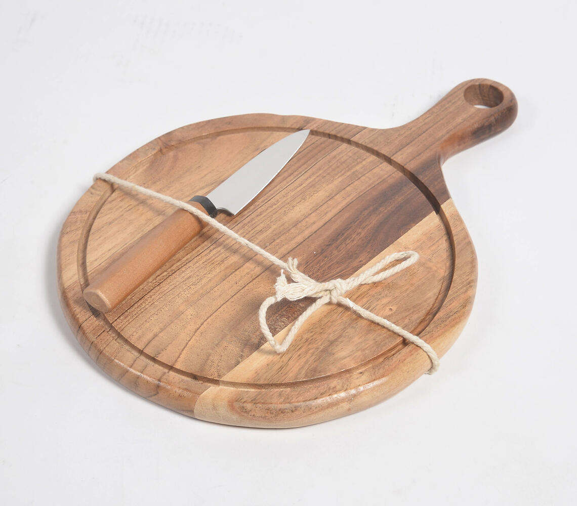 Acacia Wood Paddle Chopping Board - Natural - VAQL101014105609