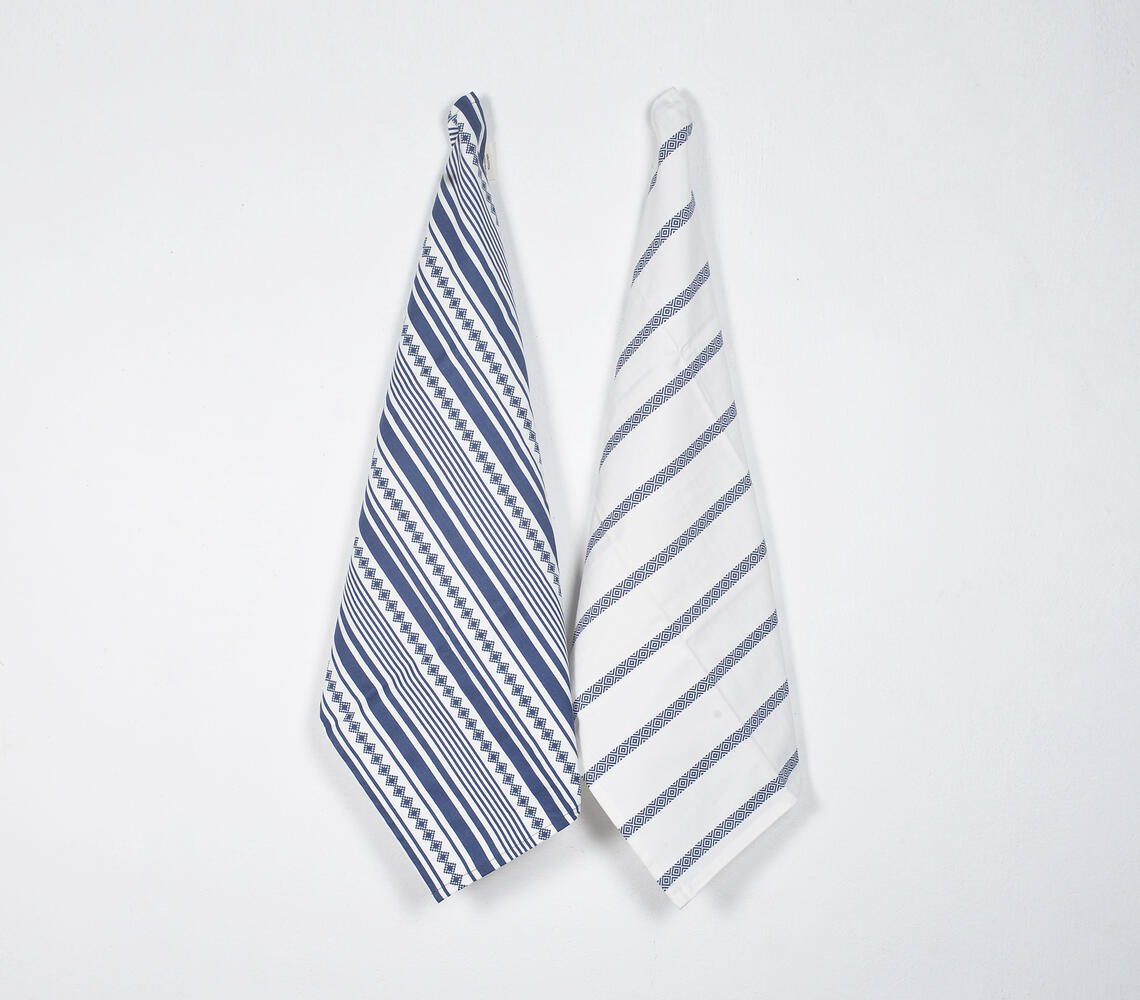 Beachy Striped Cotton Dish Towels (set of 2) - Blue - VAQL101014140083