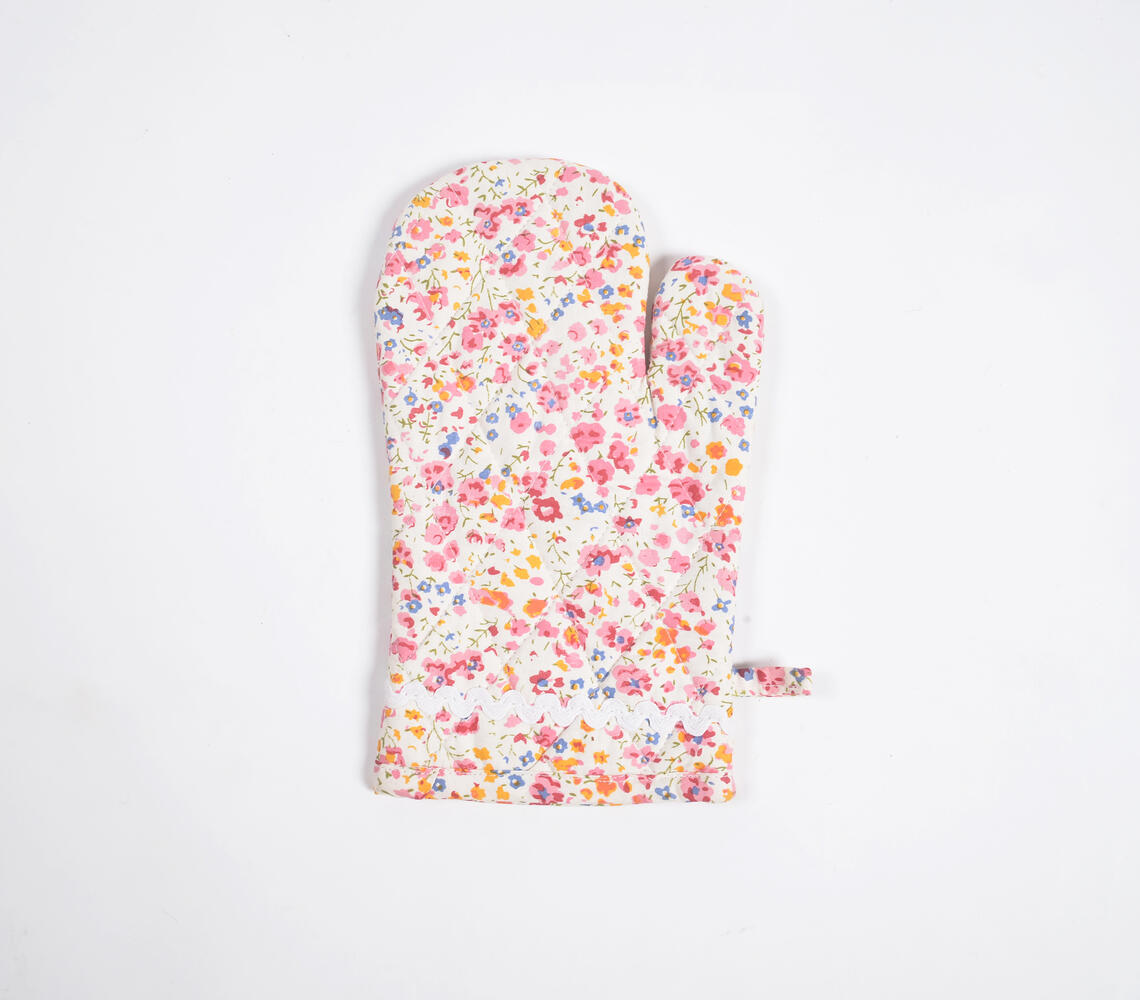 Chambray Cotton Floral Oven Glove - Multicolor - VAQL10101476193