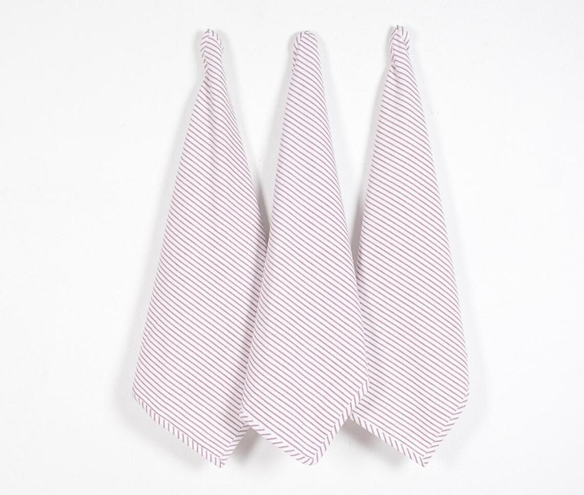 Striped Cotton Kitchen Towels (set of 3) - White - VAQL10101477918