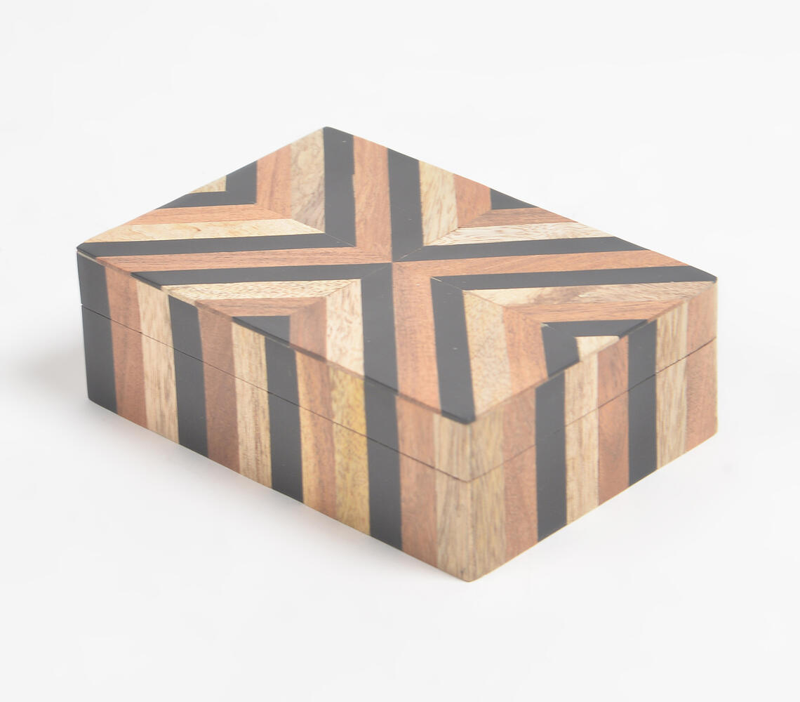 Art Deco Wood & resin trinket Box - Natural - VAQL101018111829
