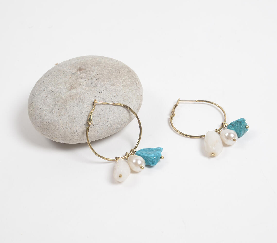 Dreamy Coastal Hoop Earrings - Gold - VAQL101018111972