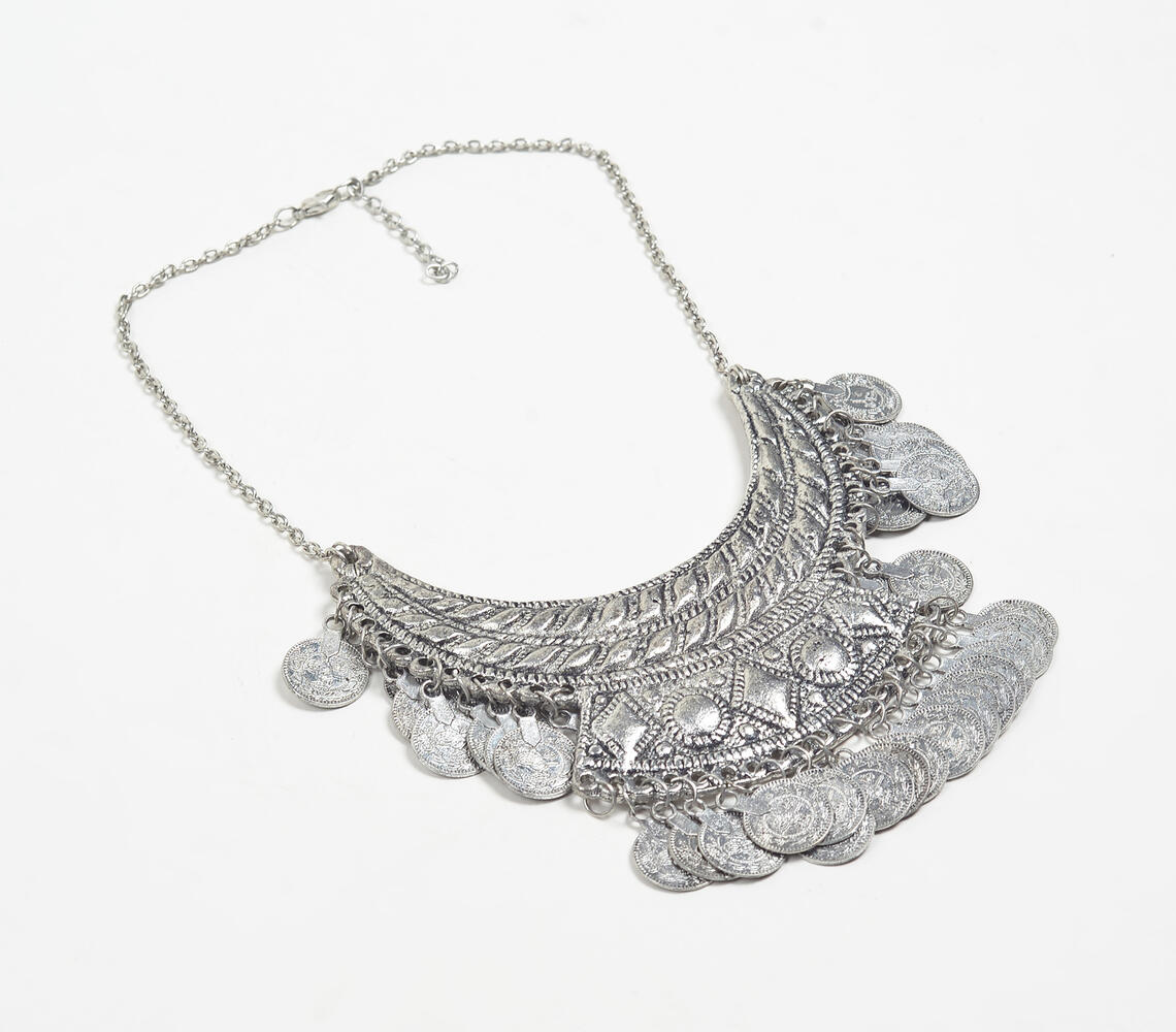 Handcrafted Boho-chic Layered Iron Necklace_2 - Silver - VAQL101018113884