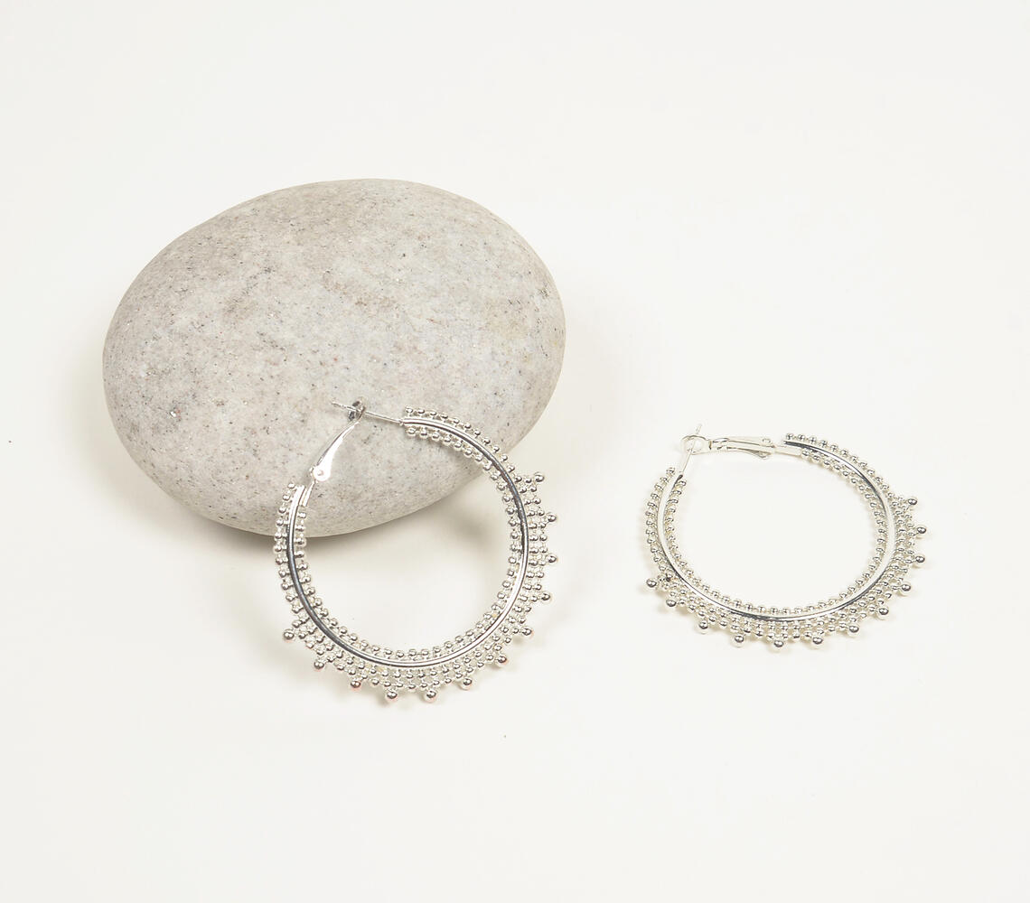 Ethnic Iron Hoop earrings - Silver - VAQL101018114192