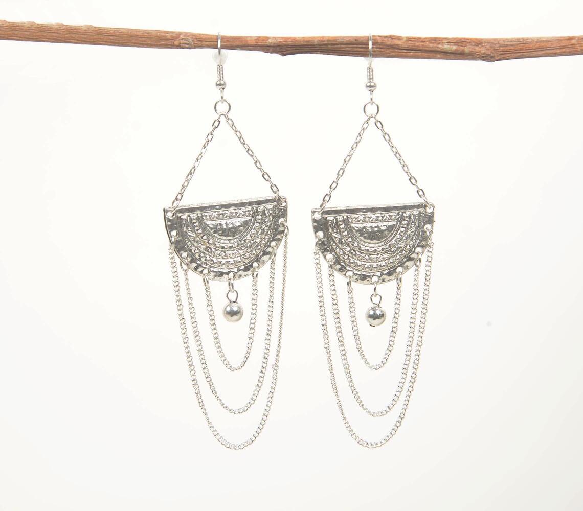 Ethnic Crescent Chain earrings - Silver - VAQL101018114351