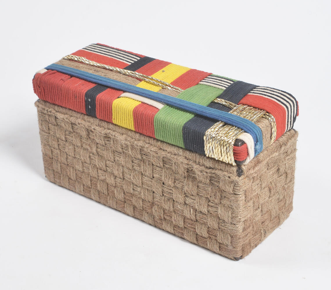 Jute & Recycled Cotton Wine Box - Multicolor - VAQL10101889672