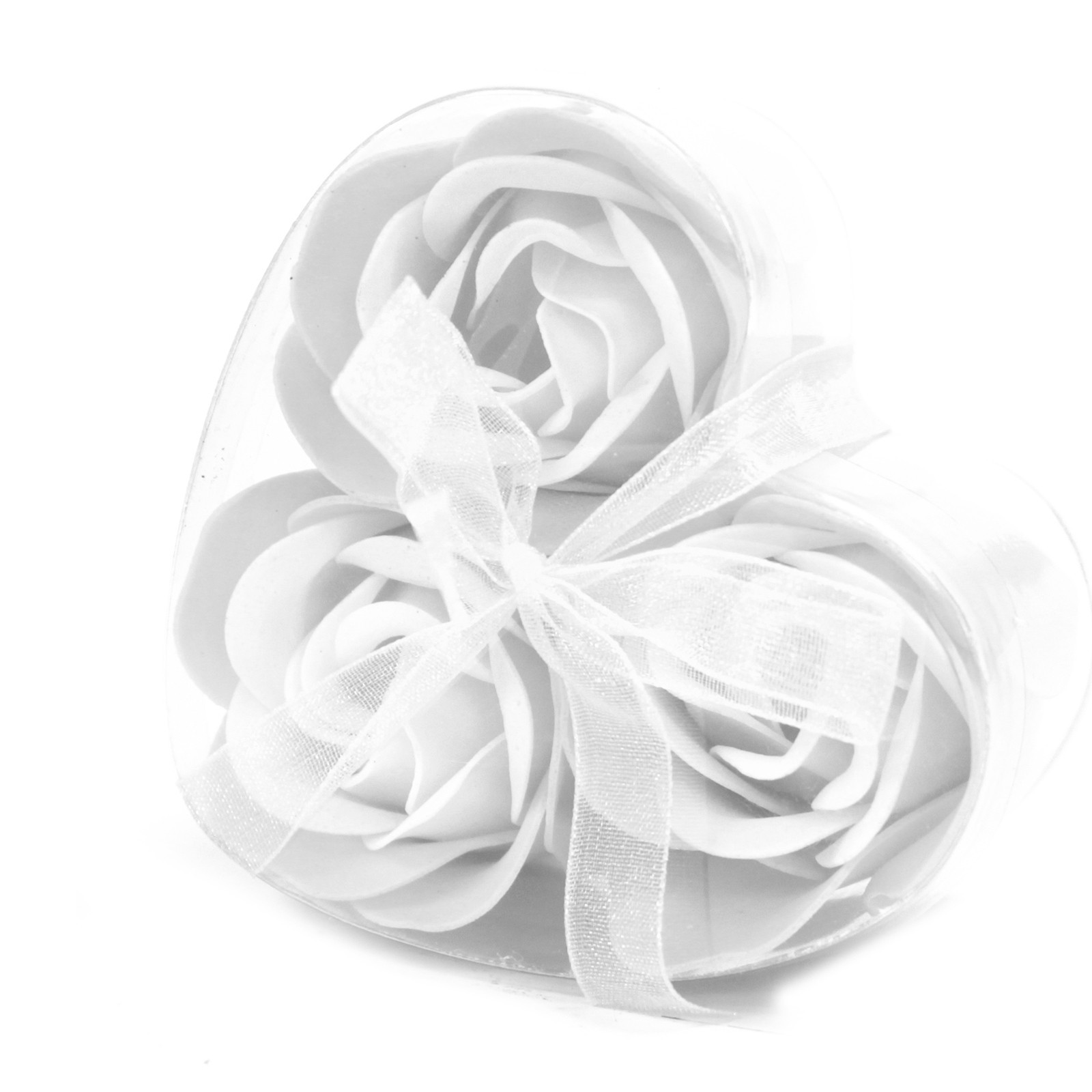 Set of 3 Soap Flower Heart Box - White - 1 Piece (LSF-26)
