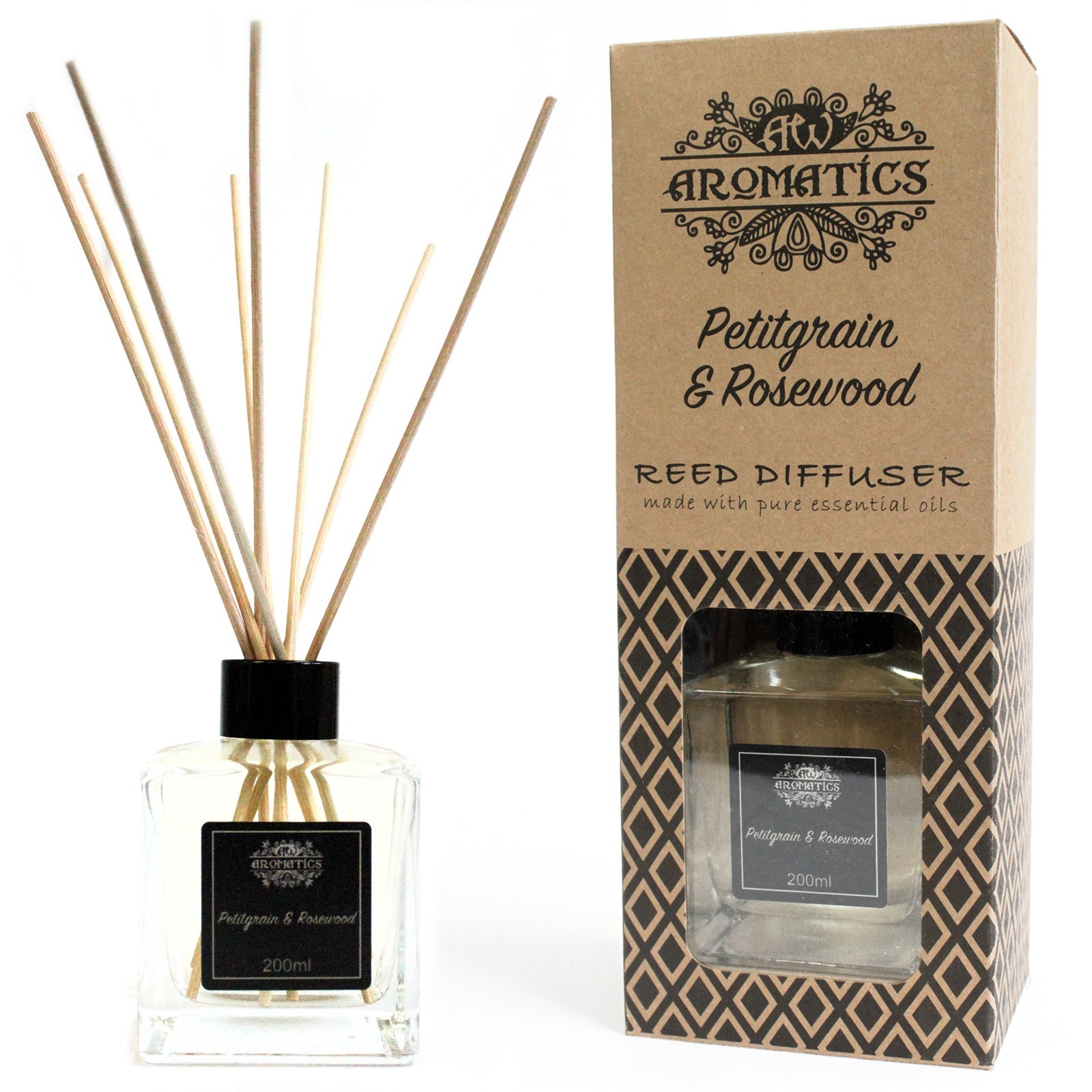 200ml Petitgrain & Rosewood Essential Oil Reed Diffuser - 1 Piece (RDEO-06)