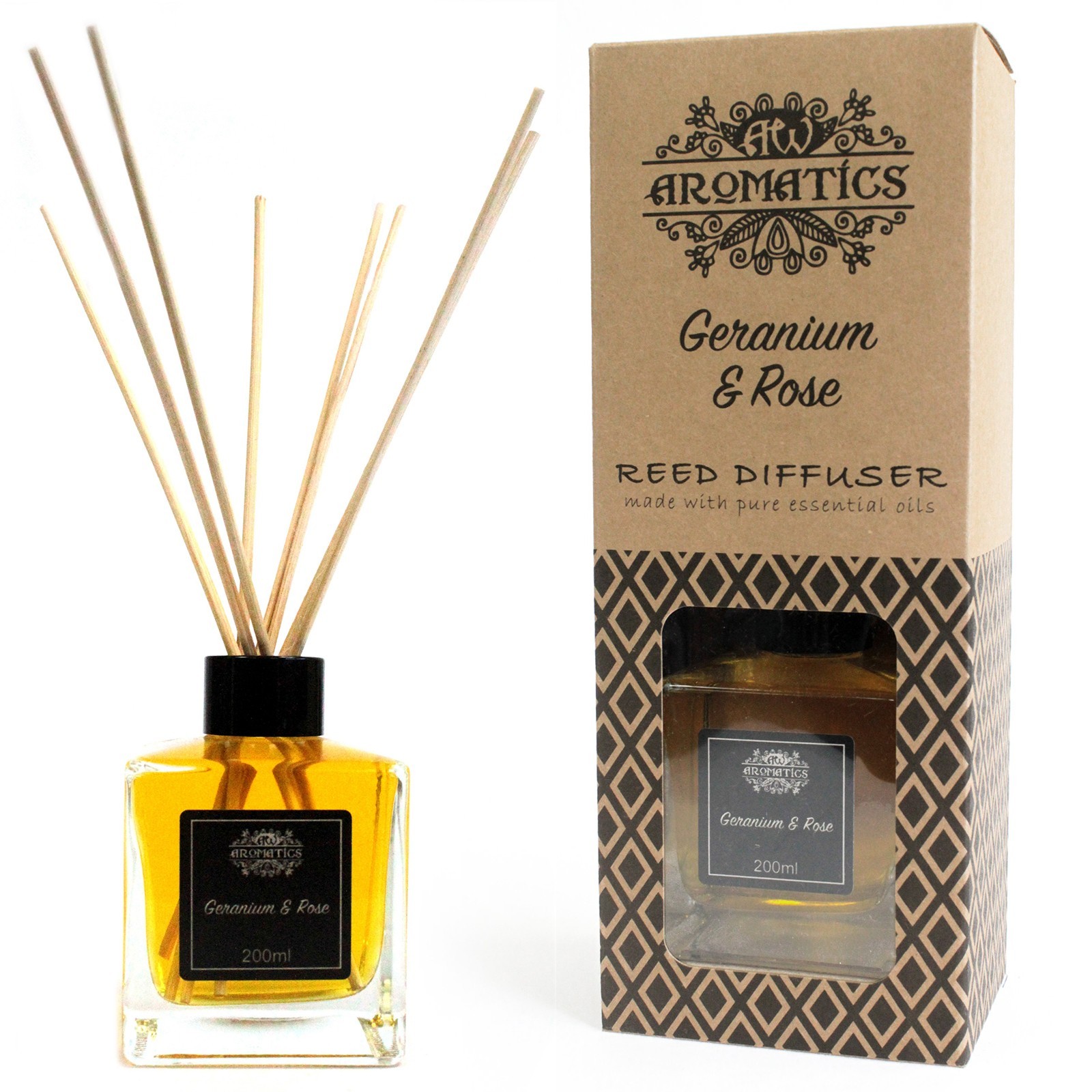 200ml Geranium & Rose Essential Oil Reed Diffuser - 1 Piece (RDEO-10)