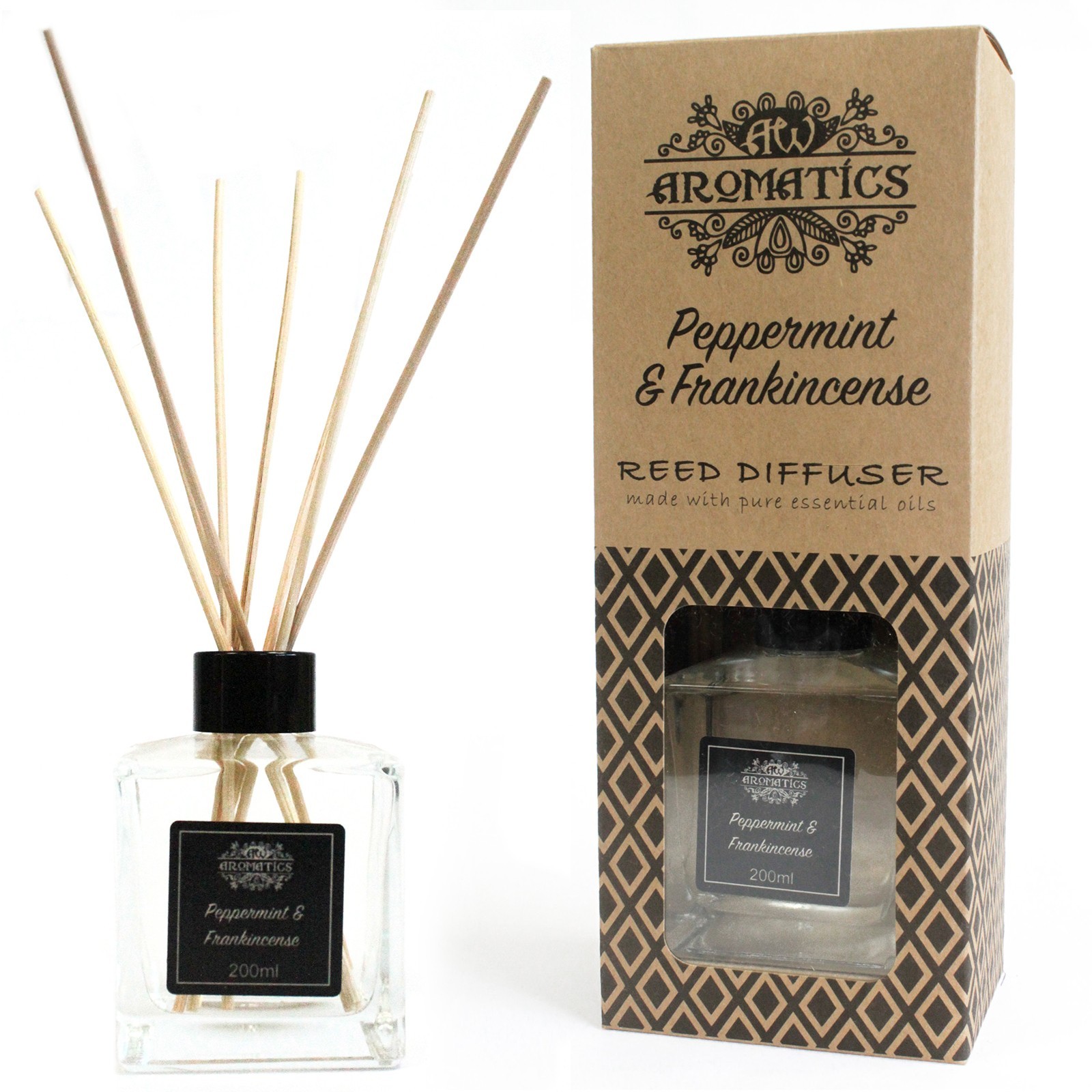 200ml Peppermint & Frankincense Essential Oil Reed Diffuser - 1 Piece (RDEO-12)