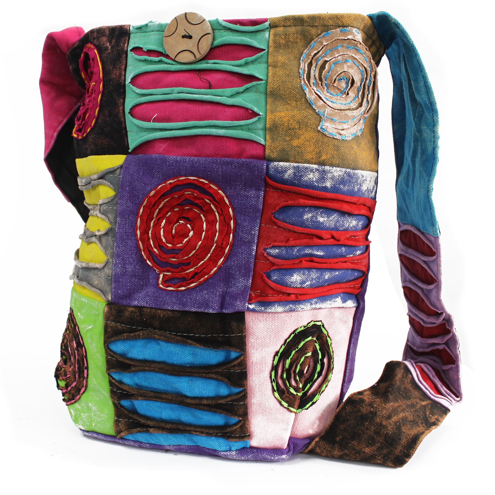 Ethnic Sling Bag - Purple / Spiral - 1 Piece ()