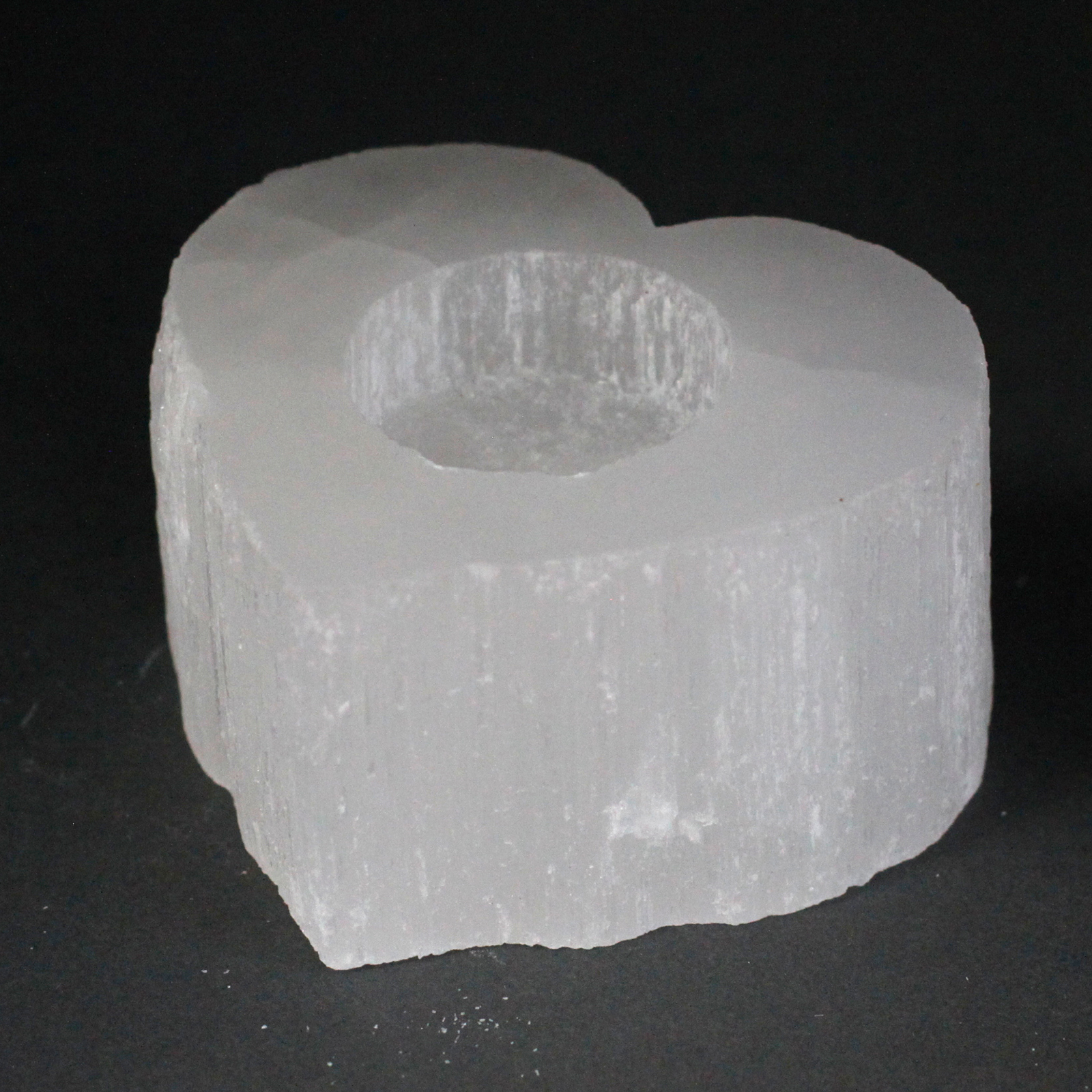 Selenite Heart Candle Holder - 1 Piece (SelCH-07)