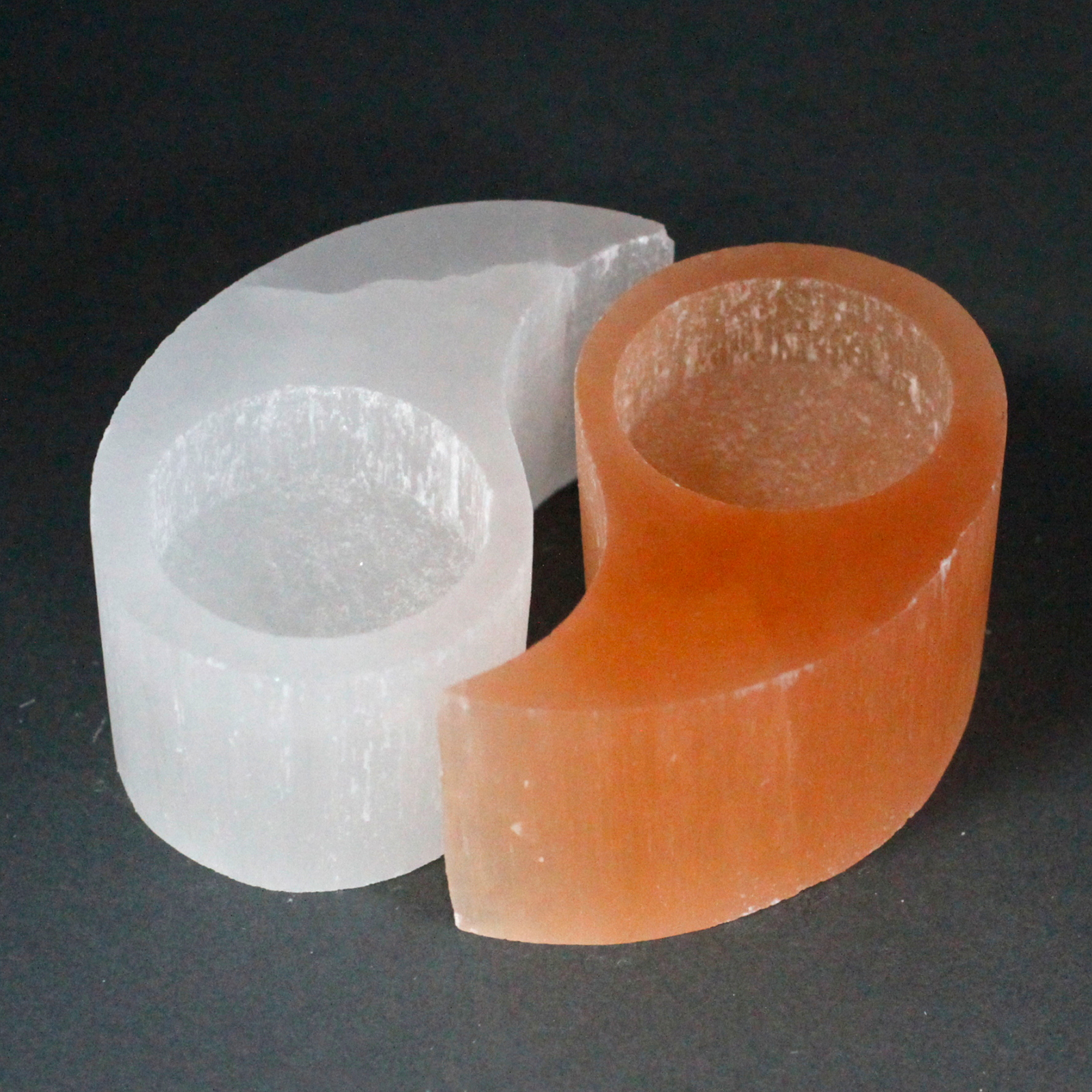 Selenite Ying Yang Candle Holder - 1 Piece (SelCH-06)