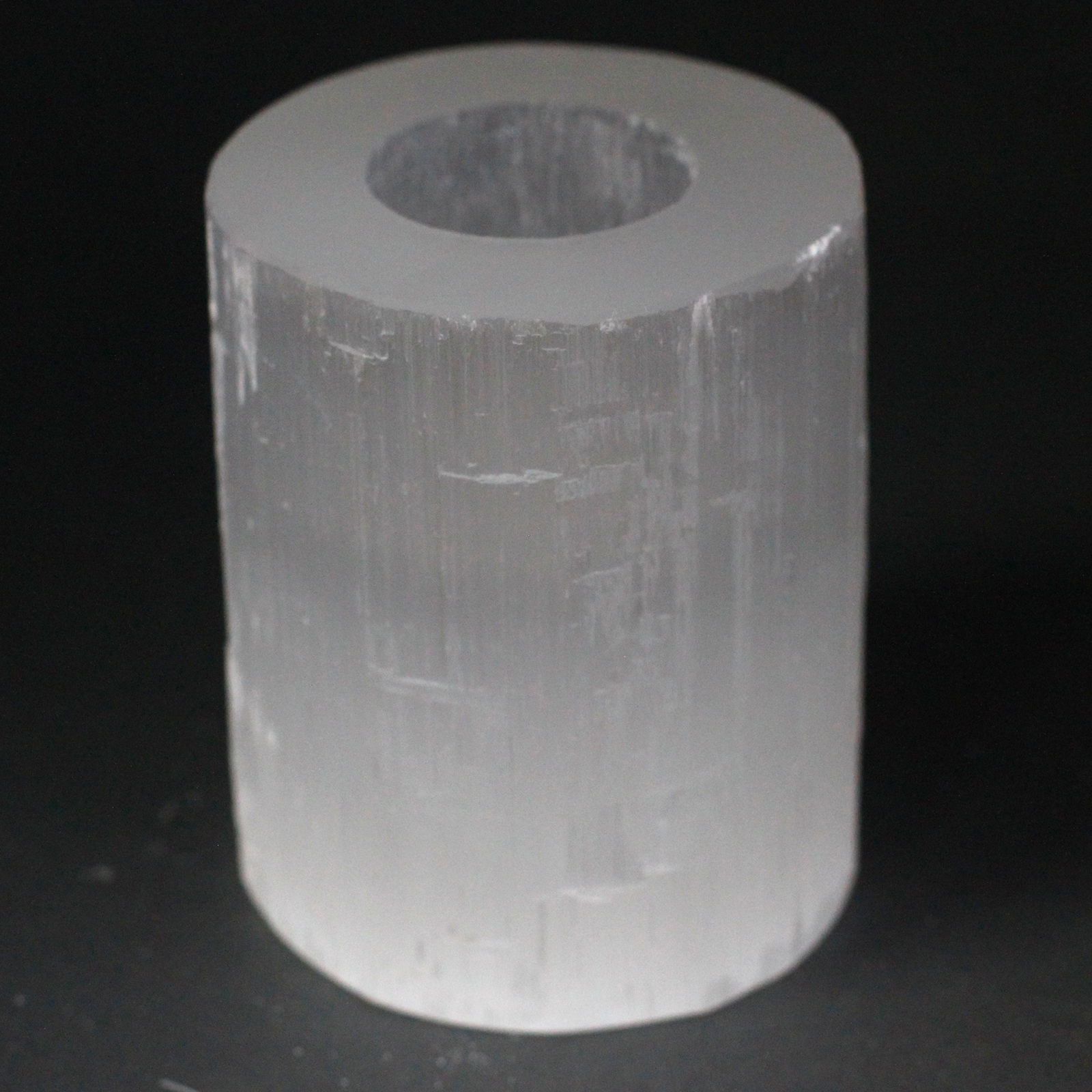 Selenite Cylinder Candle Holder - 10 cm - 1 Piece (SelCH-03)