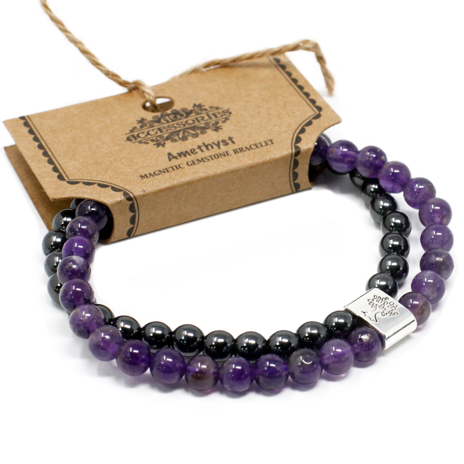 Magnetic Gemstone Bracelet - Amethyst - 1 Piece (MGBS-01)