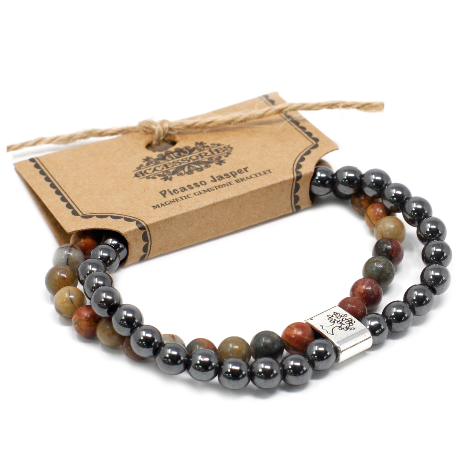 Magnetic Gemstone Bracelet - Picasso Jasper - 1 Piece (MGBS-09)