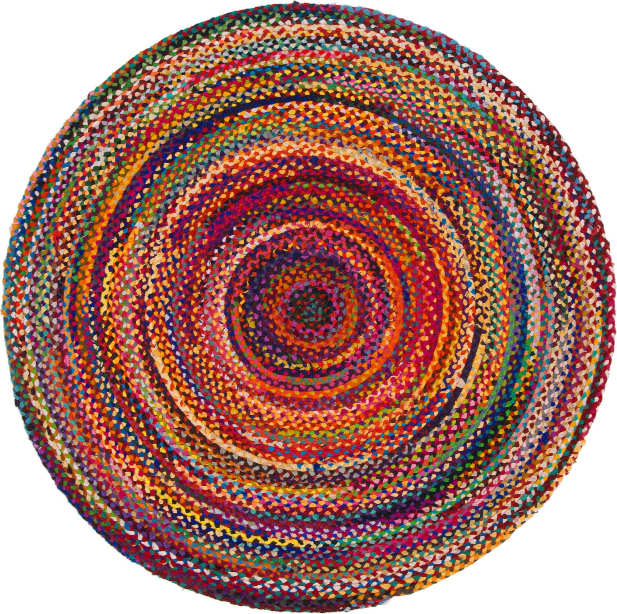Round Jute and Recycled Cotton Rug -  90 cm - 1 Piece (JRug-01)