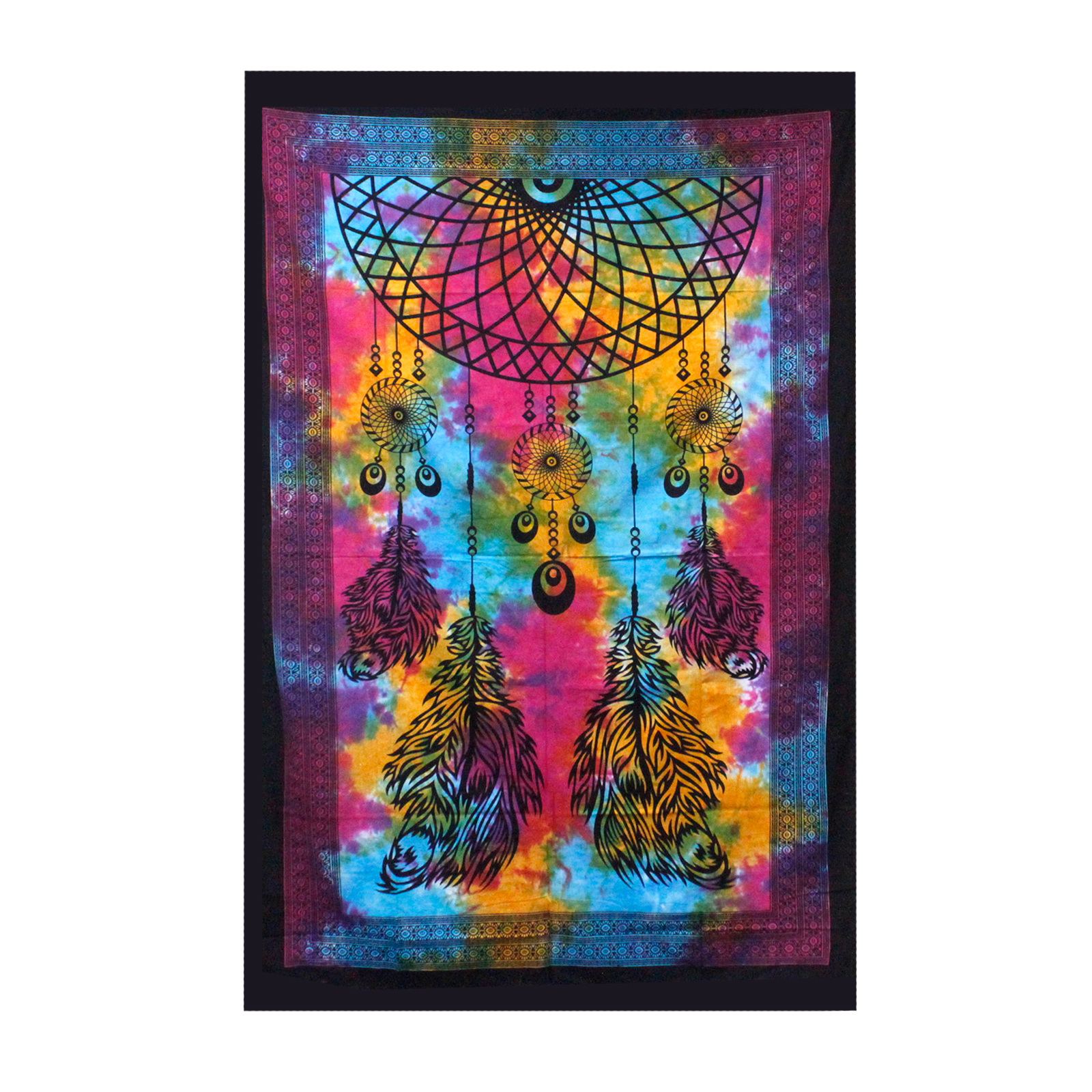 Single Cotton Bedspread + Wall Hanging - Dreamcatcher 130cm x 200cm - 1 Piece (CBWH-04)