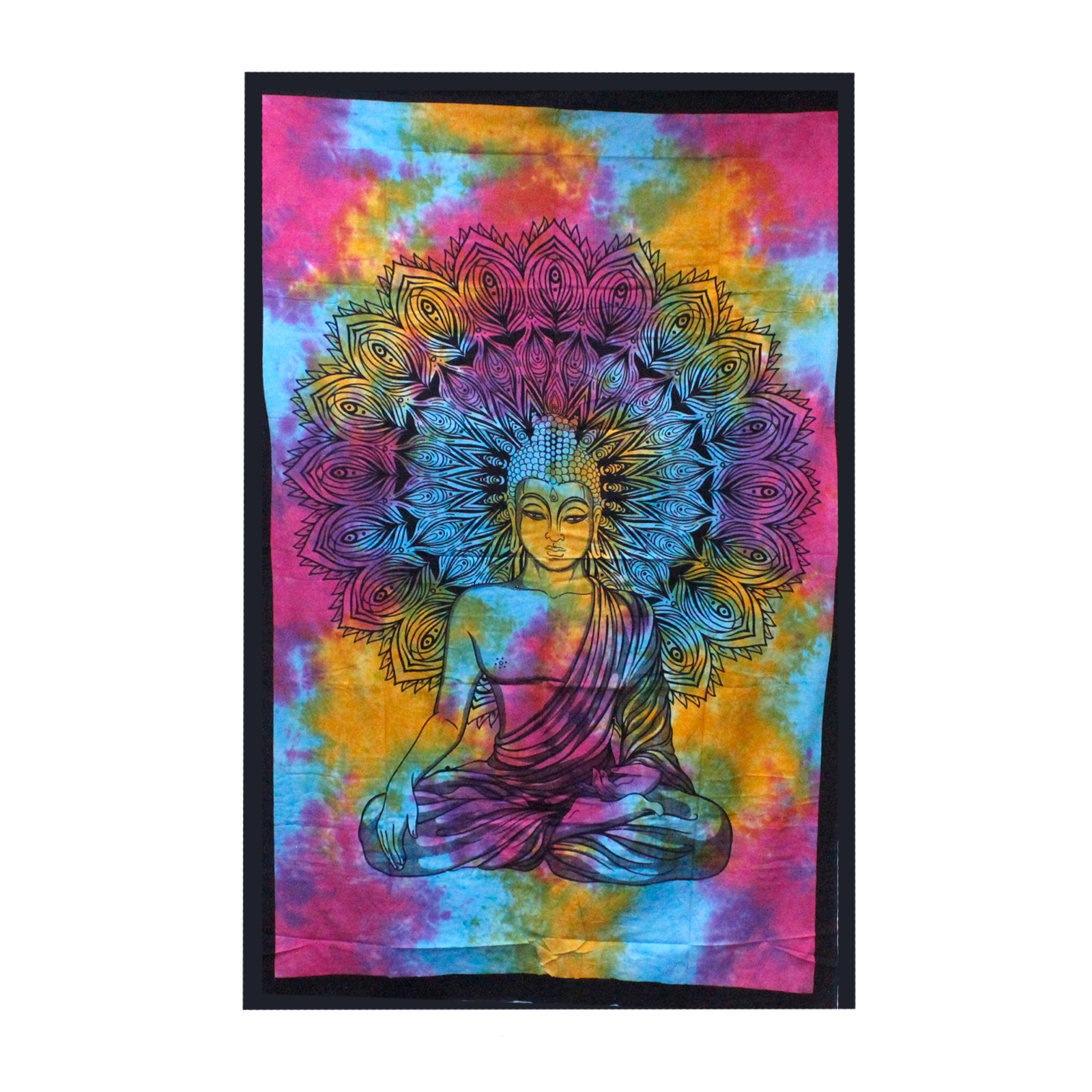 Double Cotton Bedspread + Wall Hanging - Peaceful Buddha 230cm x 200cm - 1 Piece (CBWH-11)