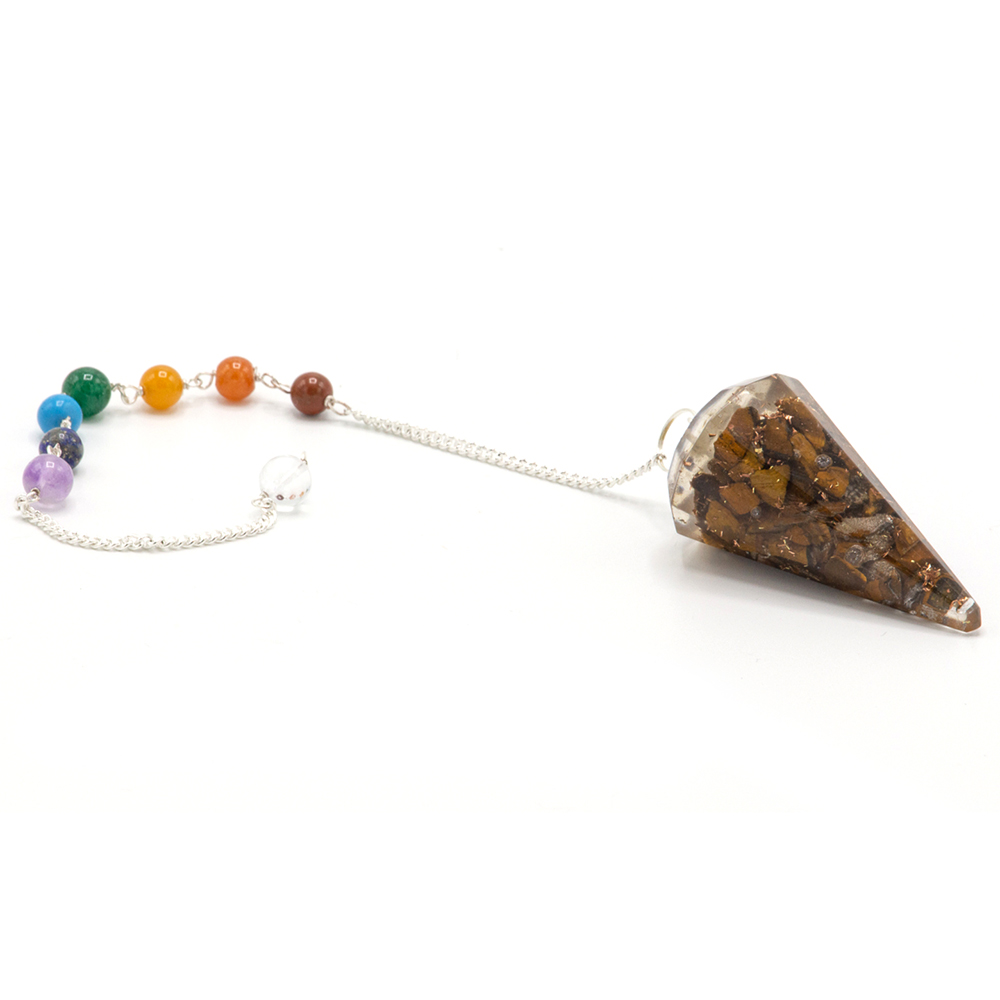 Orgonite Power Chakra Pendulum - Tiger Eye - 1 Piece (OrgCP-03)
