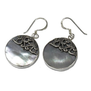 Shell & Silver Earrings - Classic Disc - MOP - 1 Piece (SSE-06)