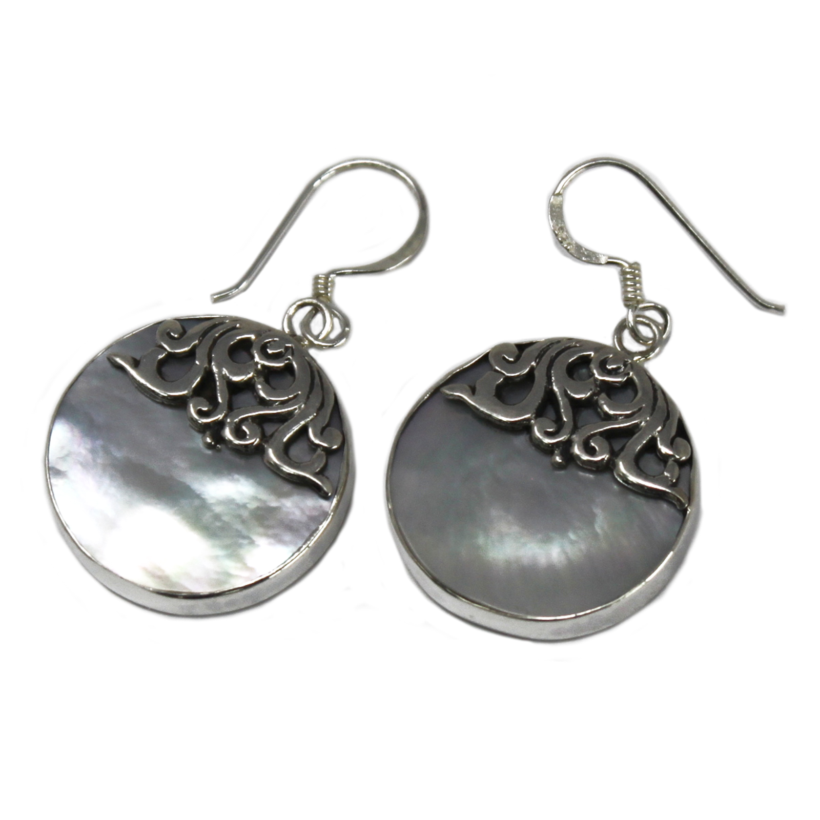 Shell & Silver Earrings - Classic Disc - MOP - 1 Piece (SSE-06)