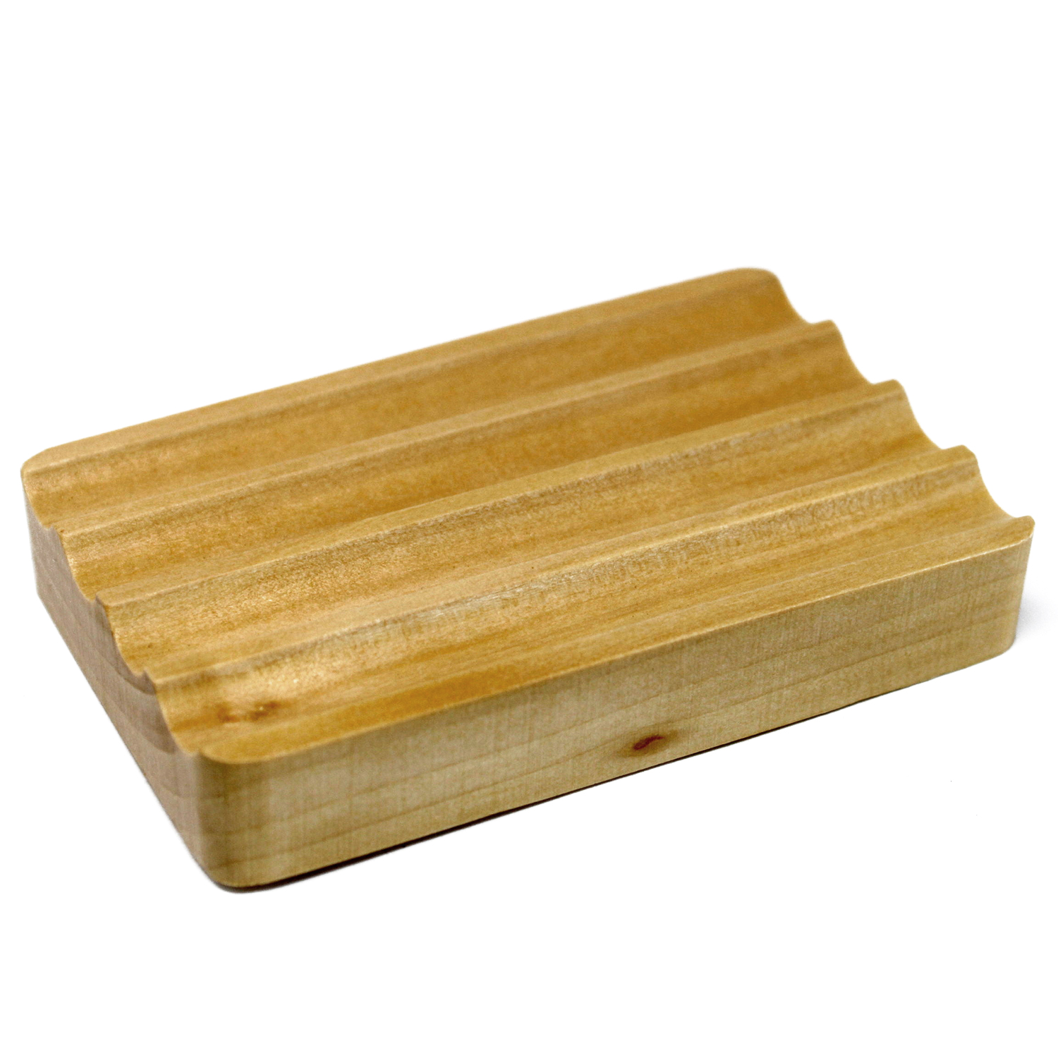 Hemu Wood Soap Dish - Corrugated - 1 Piece (WSoapD-11)