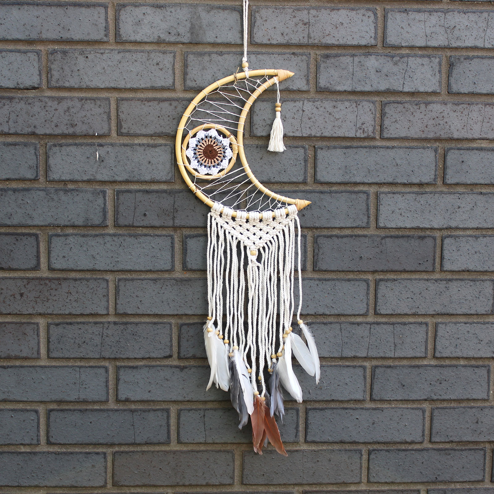 Protection Dream Cather - Macrame Moon Assorted Colours - 1 Piece (EyeDC-10)