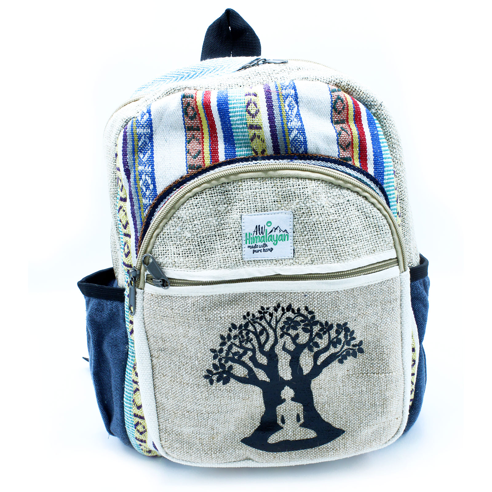 Small Hemp Backpack -  Bohdi Tree Design - 1 Piece (HempB-11)