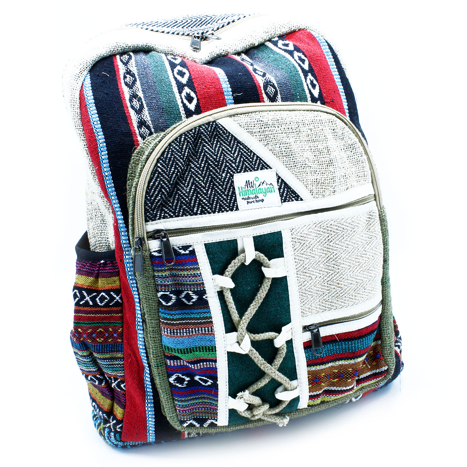 Large Hemp Backpack - Rope & Pockets Style - 1 Piece (HempB-13)