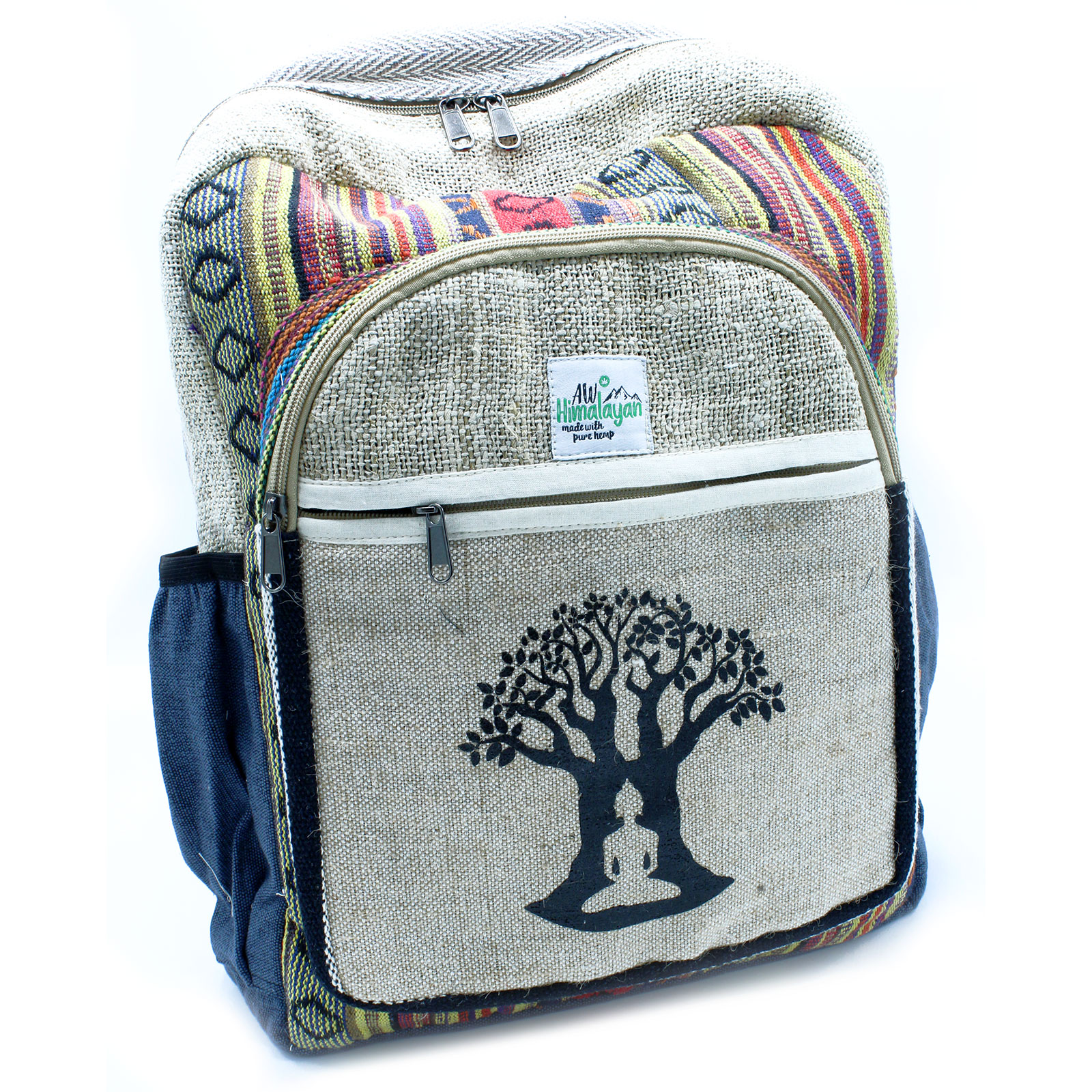 Large Hemp Backpack - Bohdi Tree Design - 1 Piece (HempB-14)