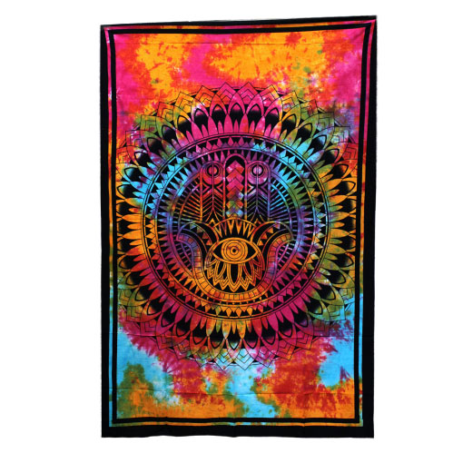 Single Cotton Bedspread + Wall Hanging -  Hamsa - 1 Piece (CBWH-16)