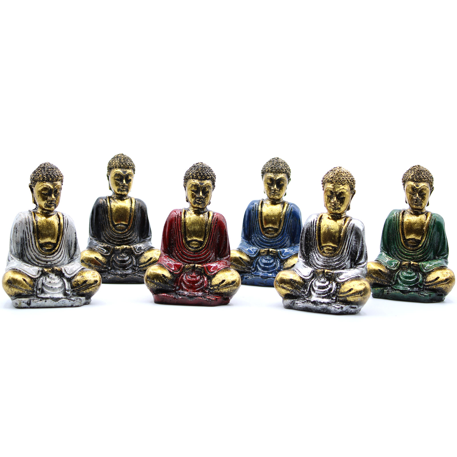 Gold Mini Buddha (Assorted Colours) - 6 Piece (RBud-01)