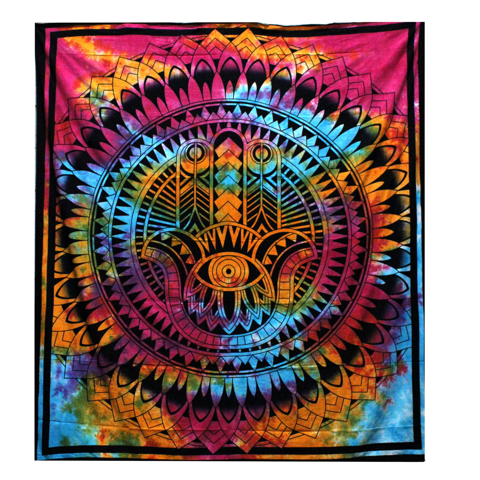 Double Cotton Bedspread + Wall Hanging - Hamsa - 1 Piece (CBWH-15)
