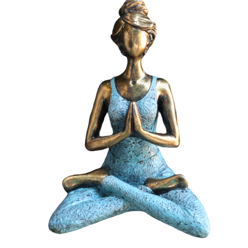 Yoga Lady Figure -  Bronze & Turqoise 24cm - 1 Piece (YogaL-01)