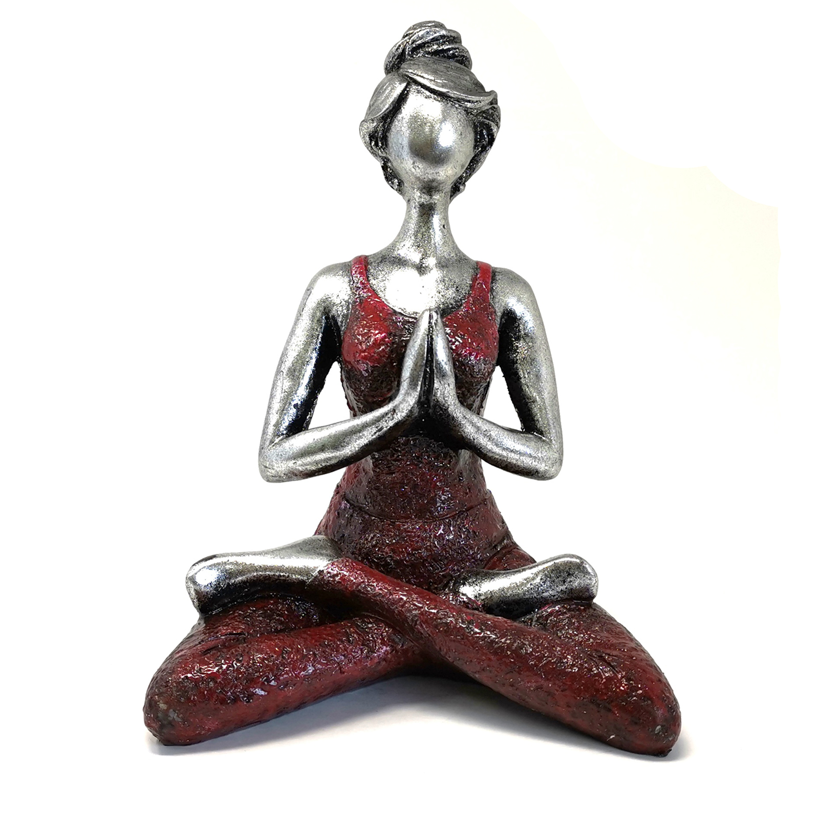 Yoga Lady Figure -  Silver & Bordeaux 24cm - 1 Piece (YogaL-06)