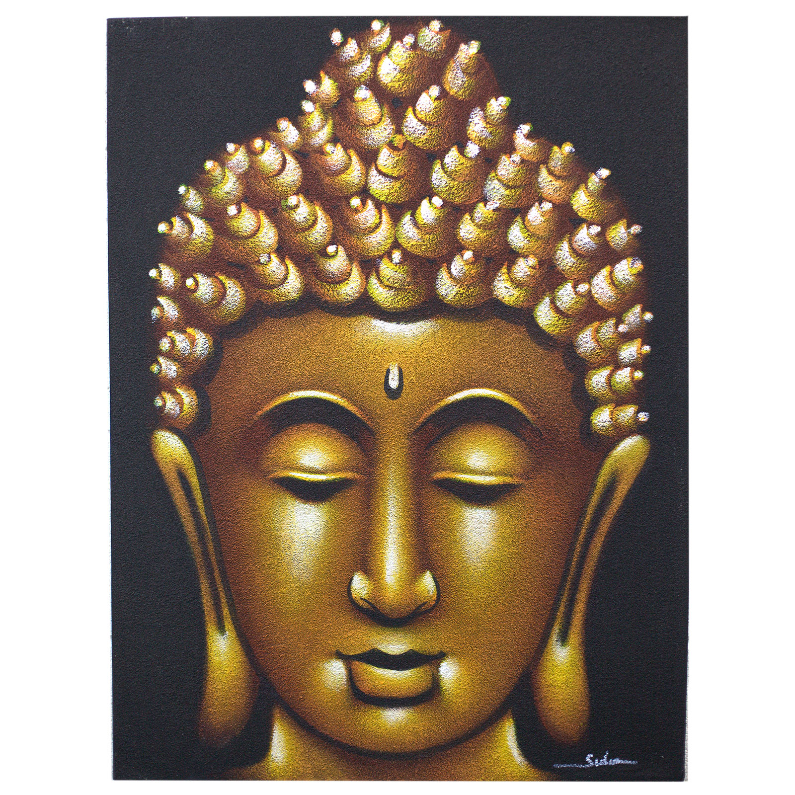 Buddah Painting - Gold Sand Finish - 1 Piece (BAP-01)