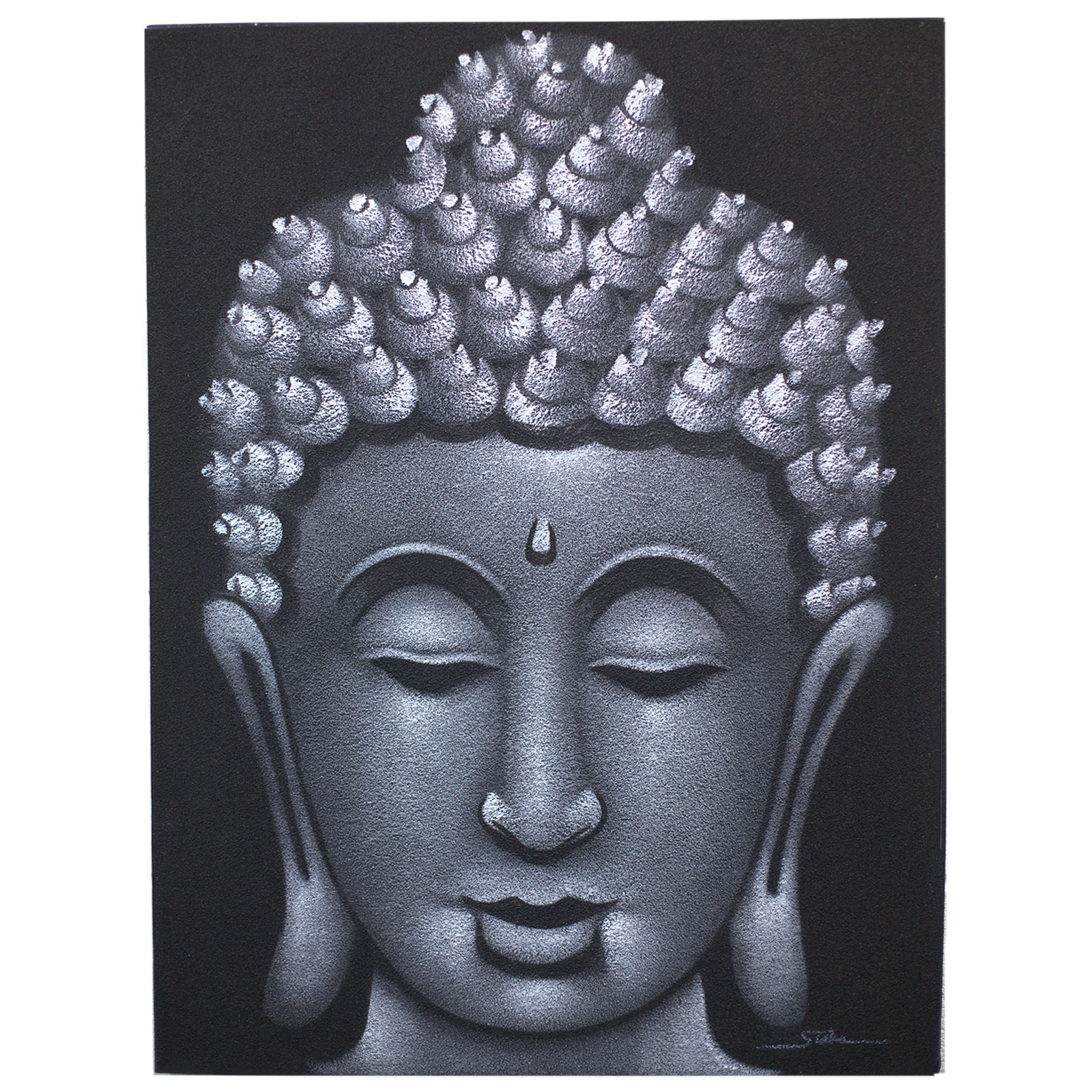 Buddah Painting - Grey Sand Finish - 1 Piece (BAP-02)