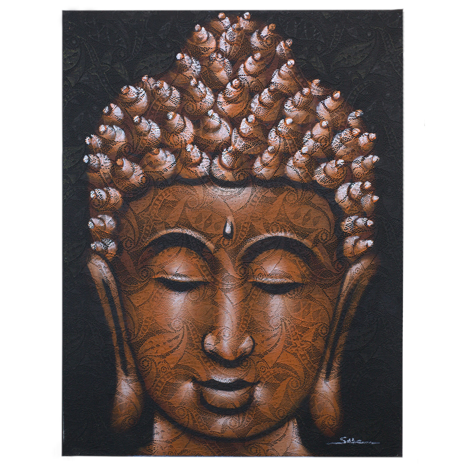 Buddah Painting - Copper Brocade Detail - 1 Piece (BAP-08)